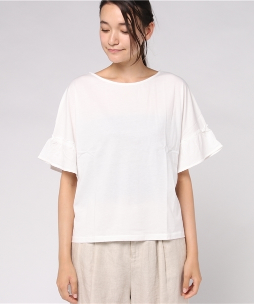 earth music&ecology(アースミュージックアンドエコロジー)の「・袖フリルプルオーバー(Tシャツ/カットソー・レディース・カーキ/オフホワイト/マスタード/ネイビー・FREE)」の6枚目の写真