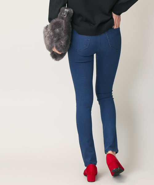 WEGO(ウィゴー)の「WEGO/フライボタンハイウエストスキニーパンツ(デニムパンツ・レディース・ブラック/インディゴブルー・MEDIUM/SMALL)」の7枚目の写真