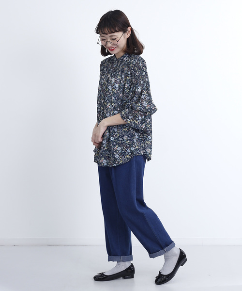 MERLOT（メルロー）の「ボトルネック花柄シフォンブラウス1384（シャツ