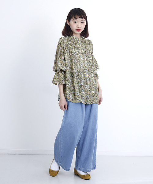 MERLOT（メルロー）の「ボトルネック花柄シフォンブラウス1384（シャツ