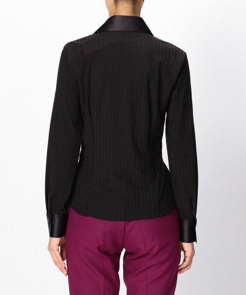 NARACAMICIE（ナラカミーチェ）の「イタリアンジャージーストライプ胸ギャザーシャツ（シャツ/ブラウス・レディース・ブラック/ホワイト・SMALL/MEDIUM/LARGE）」の8枚目の写真