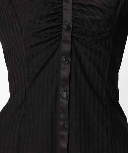 NARACAMICIE（ナラカミーチェ）の「イタリアンジャージーストライプ胸ギャザーシャツ（シャツ/ブラウス・レディース・ブラック/ホワイト・SMALL/MEDIUM/LARGE）」の3枚目の写真