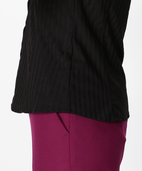 NARACAMICIE（ナラカミーチェ）の「イタリアンジャージーストライプ胸ギャザーシャツ（シャツ/ブラウス・レディース・ブラック/ホワイト・SMALL/MEDIUM/LARGE）」の13枚目の写真