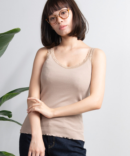 WEGO（ウィゴー）の「WEGO/レースキャミソール（キャミソール・レディース・ブラック/ホワイト/ピンク/グリーン/ベージュ/ブルー/パープル・FREE）」の3枚目の写真