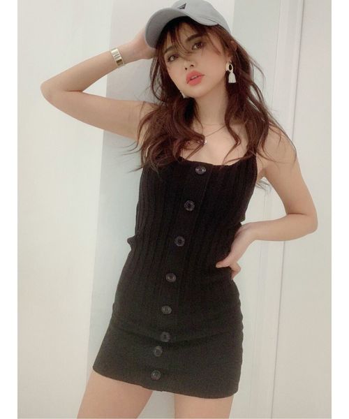 GYDA（ジェイダ）の「フロントボタンニットワンピース（ワンピース・レディース・ブラック/ピンク/ベージュ・FREE）」の5枚目の写真