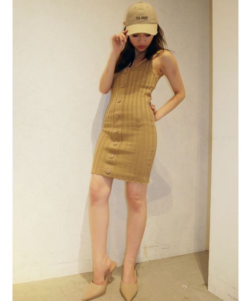 GYDA（ジェイダ）の「フロントボタンニットワンピース（ワンピース・レディース・ブラック/ピンク/ベージュ・FREE）」の9枚目の写真