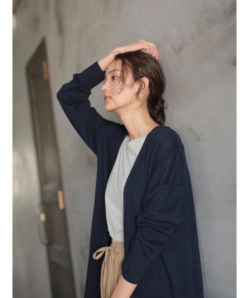 CRAFT STANDARD BOUTIQUE（クラフトスタンダードブティック）の「麻混ニットロングカーディガン○★（カーディガン/ボレロ・レディース・ネイビー/ホワイト系その他/グレー系その他/グレー系その他2・M/L）」の18枚目の写真