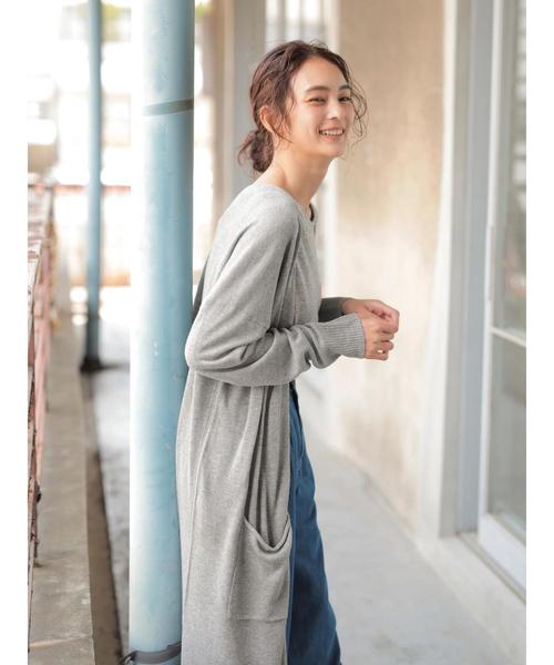 CRAFT STANDARD BOUTIQUE（クラフトスタンダードブティック）の「麻混ニットロングカーディガン○★（カーディガン/ボレロ・レディース・ネイビー/ホワイト系その他/グレー系その他/グレー系その他2・M/L）」の20枚目の写真