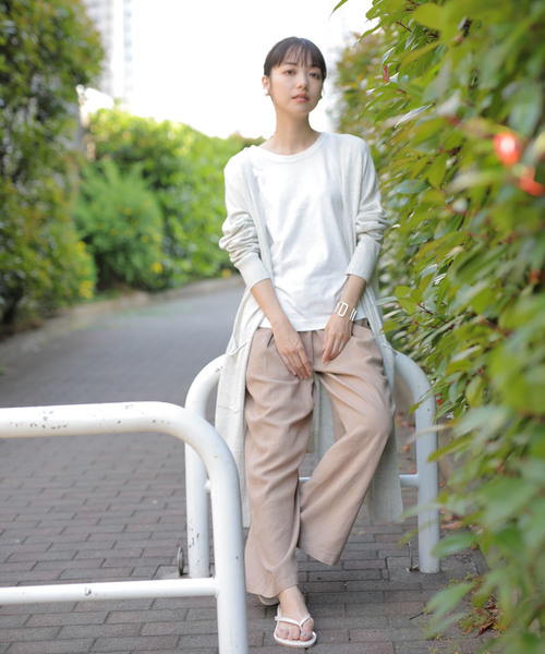 CRAFT STANDARD BOUTIQUE（クラフトスタンダードブティック）の「麻混ニットロングカーディガン○★（カーディガン/ボレロ・レディース・ネイビー/ホワイト系その他/グレー系その他/グレー系その他2・M/L）」の2枚目の写真