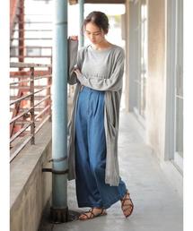 麻混ニットロングカーディガン○★