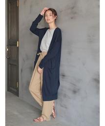 麻混ニットロングカーディガン○★