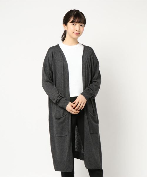 CRAFT STANDARD BOUTIQUE（クラフトスタンダードブティック）の「麻混ニットロングカーディガン○★（カーディガン/ボレロ・レディース・ネイビー/ホワイト系その他/グレー系その他/グレー系その他2・M/L）」の14枚目の写真