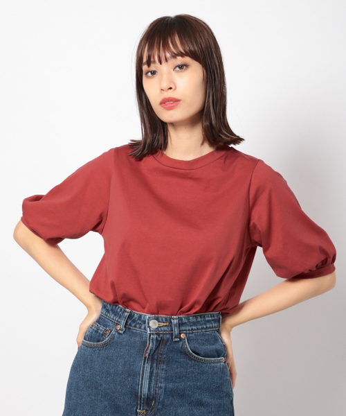 PAGEBOY(ページボーイ)の「コットンパフスリーブTシャツ(Tシャツ/カットソー・レディース・ブラック/ダークブラウン/ベージュ/オフホワイト/マスタード/レッド/カーキ・FREE)」の7枚目の写真