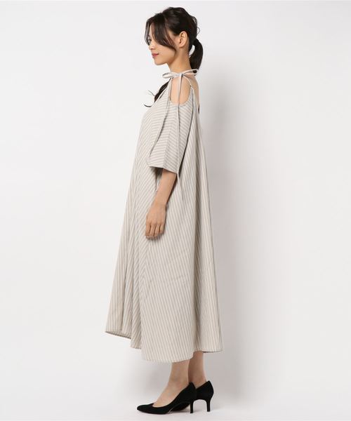 KOBE LETTUCE（コウベレタス）の「4wayリボンリラックスマキシ丈フレアワンピース（ワンピース・レディース・チャコールグレー/オレンジ/ベージュ系その他/グレイッシュベージュ・FREE）」の5枚目の写真