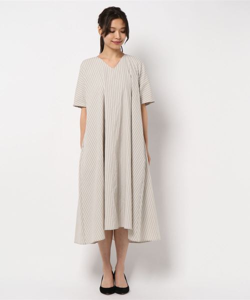 KOBE LETTUCE（コウベレタス）の「4wayリボンリラックスマキシ丈フレアワンピース（ワンピース・レディース・チャコールグレー/オレンジ/ベージュ系その他/グレイッシュベージュ・FREE）」の7枚目の写真