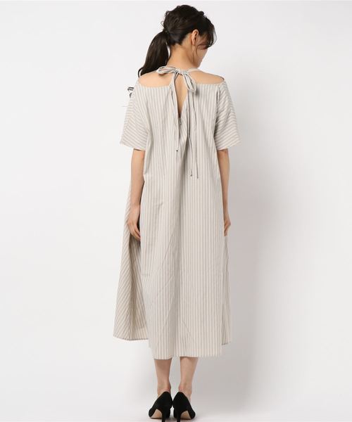 KOBE LETTUCE（コウベレタス）の「4wayリボンリラックスマキシ丈フレアワンピース（ワンピース・レディース・チャコールグレー/オレンジ/ベージュ系その他/グレイッシュベージュ・FREE）」の8枚目の写真