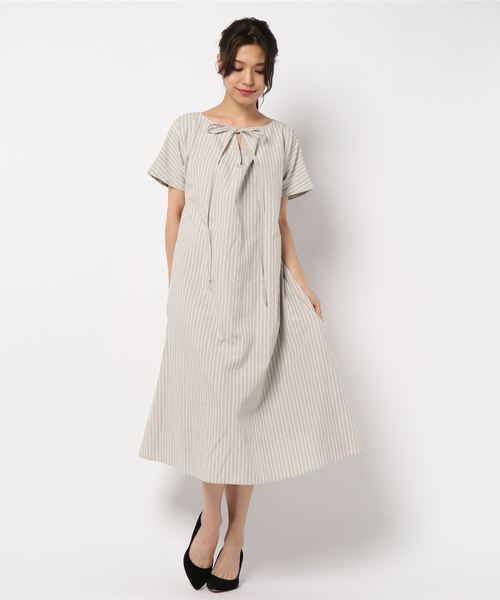 KOBE LETTUCE（コウベレタス）の「4wayリボンリラックスマキシ丈フレアワンピース（ワンピース・レディース・チャコールグレー/オレンジ/ベージュ系その他/グレイッシュベージュ・FREE）」の10枚目の写真