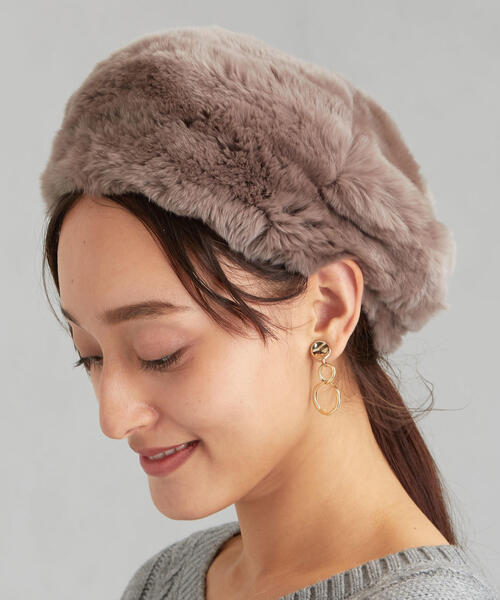 green label relaxing(グリーンレーベルリラクシング)の「FFC レッキスファー ベレー(ハンチング/ベレー帽・レディース・モカ/ブラウン・FREE)」の2枚目の写真