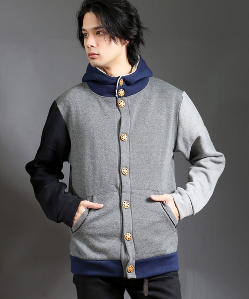 CERCA（チェルカ）の「IP/パイル裏起毛パーカーボタンカーディガン（パーカー・メンズ・チャコールグレー/ライトグレー/ブラック/ベージュ/ネイビー/その他1/その他2/杢グレー・MEDIUM/LARGE/X-LARGE）」の7枚目の写真