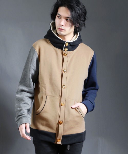 CERCA（チェルカ）の「IP/パイル裏起毛パーカーボタンカーディガン（パーカー・メンズ・チャコールグレー/ライトグレー/ブラック/ベージュ/ネイビー/その他1/その他2/杢グレー・MEDIUM/LARGE/X-LARGE）」の8枚目の写真