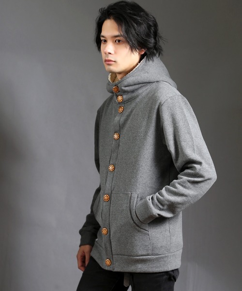 CERCA（チェルカ）の「IP/パイル裏起毛パーカーボタンカーディガン（パーカー・メンズ・チャコールグレー/ライトグレー/ブラック/ベージュ/ネイビー/その他1/その他2/杢グレー・MEDIUM/LARGE/X-LARGE）」の14枚目の写真