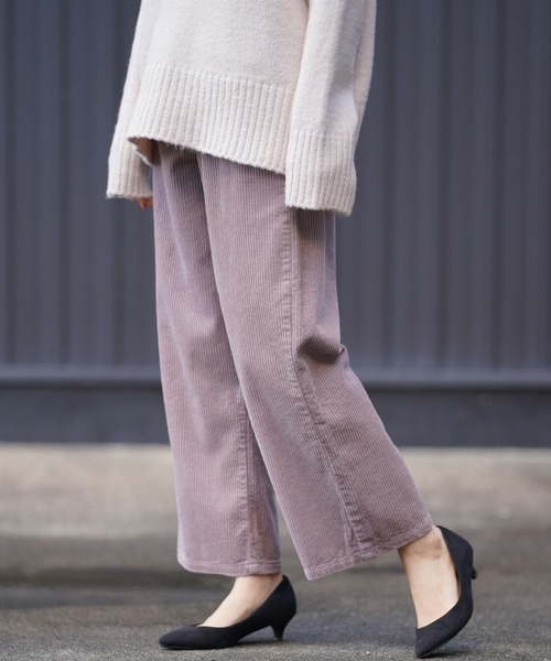 rps（アールピーエス）の「コーデュロイセミワイドパンツ（その他パンツ・レディース・グレイッシュベージュ/アイボリー/ミント・M）」の2枚目の写真