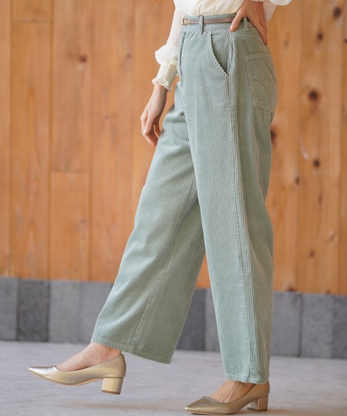 rps（アールピーエス）の「コーデュロイセミワイドパンツ（その他パンツ・レディース・グレイッシュベージュ/アイボリー/ミント・M）」の3枚目の写真