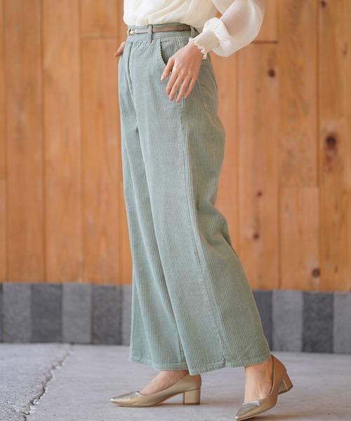 rps（アールピーエス）の「コーデュロイセミワイドパンツ（その他パンツ・レディース・グレイッシュベージュ/アイボリー/ミント・M）」の6枚目の写真