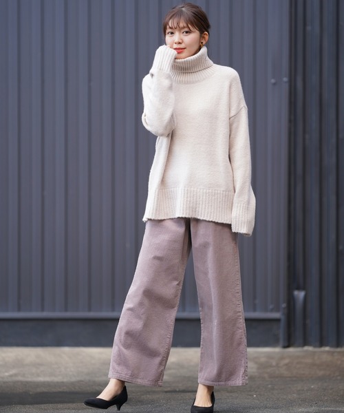 rps（アールピーエス）の「コーデュロイセミワイドパンツ（その他パンツ・レディース・グレイッシュベージュ/アイボリー/ミント・M）」の18枚目の写真