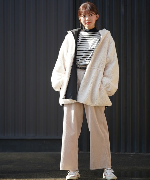 rps（アールピーエス）の「コーデュロイセミワイドパンツ（その他パンツ・レディース・グレイッシュベージュ/アイボリー/ミント・M）」の13枚目の写真