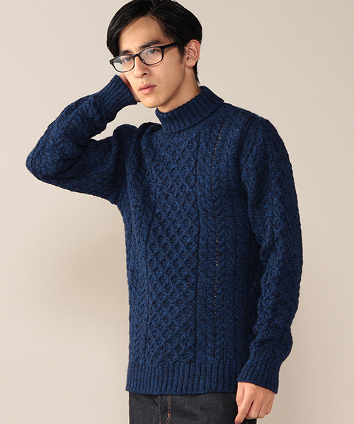 ROSE BUD COUPLES （ローズ バッド カップルズ）の「HIGHLAND CLUB / ケーブル編み ローゲージ ニット（ニット/セーター・メンズ・ホワイト系その他/チャコール/ブルー系その他・MEDIUM/SMALL/LARGE）」の3枚目の写真