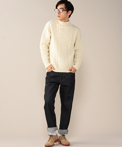 ROSE BUD COUPLES （ローズ バッド カップルズ）の「HIGHLAND CLUB / ケーブル編み ローゲージ ニット（ニット/セーター・メンズ・ホワイト系その他/チャコール/ブルー系その他・MEDIUM/SMALL/LARGE）」の6枚目の写真