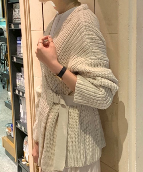 N.VOUGE（エヌヴォーグ）の「N.Vogue ラップデザインニット（ニット/セーター・レディース・ベージュ/ブルー・FREE）」の6枚目の写真