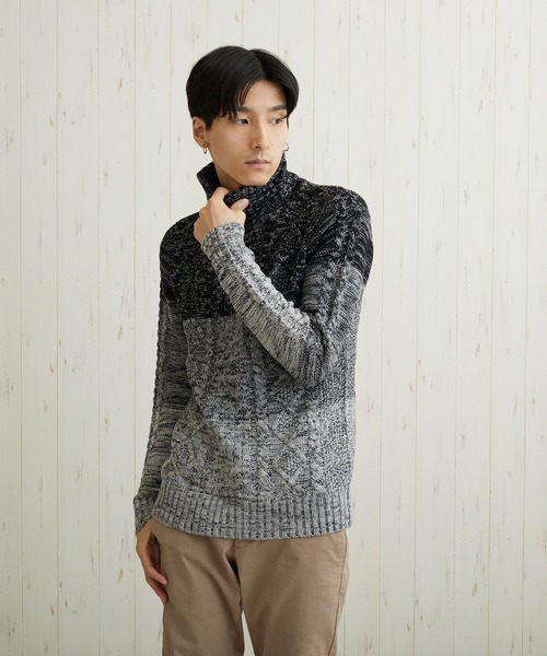 Bling Leads(ブリングリーズ)の「《Bling Leads》ケーブルタートルニット(ニット/セーター・レディース・アイボリー/グレー系その他2/ブラック系その他2/ベージュ/グレー系その他/ブルー系その他/ワイン/ブラウン/ライトパープル/ネイビー/ブラック/ブラック系その他/ホワイト系その他/キャメル/レッド/ブルー系/グリーン系/その他2/その他1・LARGE/MEDIUM/X-LARGE)」の5枚目の写真