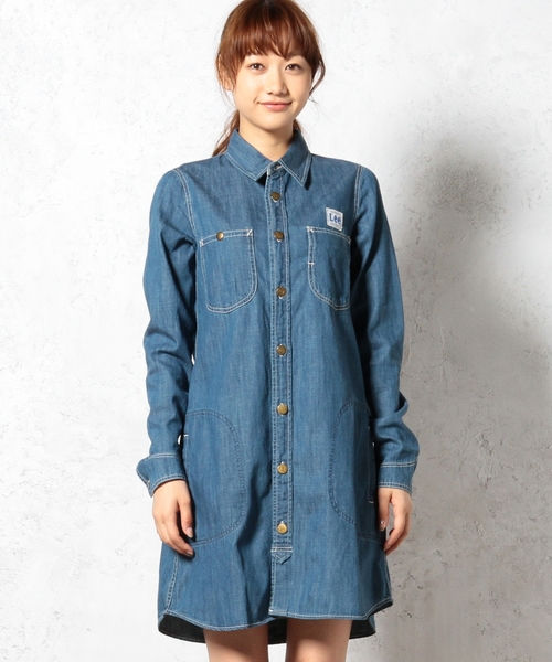 Lee(リー)の「LEE(リー) C WORK ワンピース ◆(シャツワンピース・レディース・オリーブ/ライトブルー/ネイビー・MEDIUM/SMALL)」の12枚目の写真