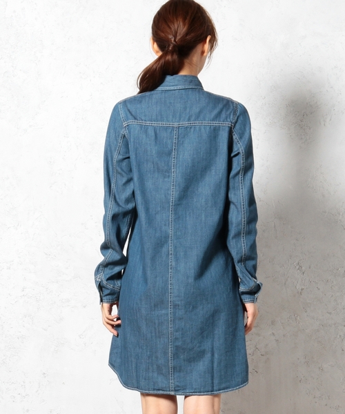 Lee(リー)の「LEE(リー) C WORK ワンピース ◆(シャツワンピース・レディース・オリーブ/ライトブルー/ネイビー・MEDIUM/SMALL)」の14枚目の写真