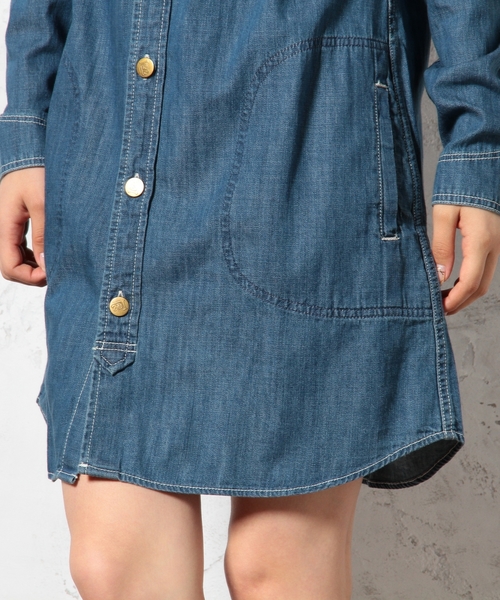 Lee(リー)の「LEE(リー) C WORK ワンピース ◆(シャツワンピース・レディース・オリーブ/ライトブルー/ネイビー・MEDIUM/SMALL)」の4枚目の写真