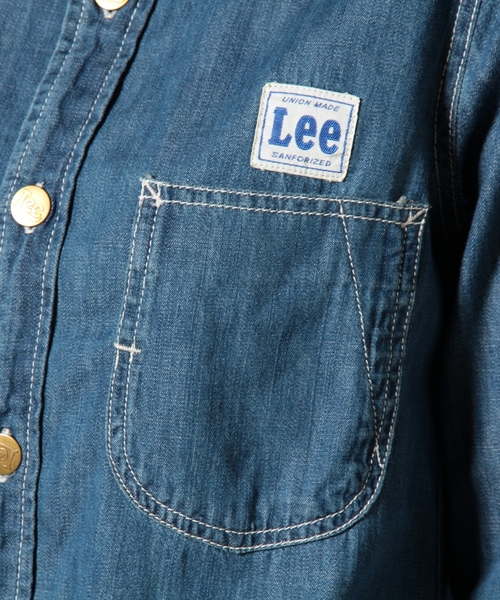 Lee(リー)の「LEE(リー) C WORK ワンピース ◆(シャツワンピース・レディース・オリーブ/ライトブルー/ネイビー・MEDIUM/SMALL)」の6枚目の写真