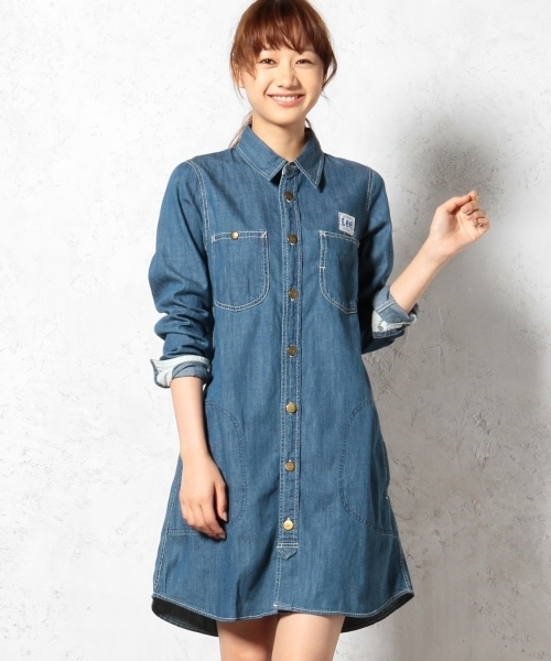 Lee(リー)の「LEE(リー) C WORK ワンピース ◆(シャツワンピース・レディース・オリーブ/ライトブルー/ネイビー・MEDIUM/SMALL)」の11枚目の写真
