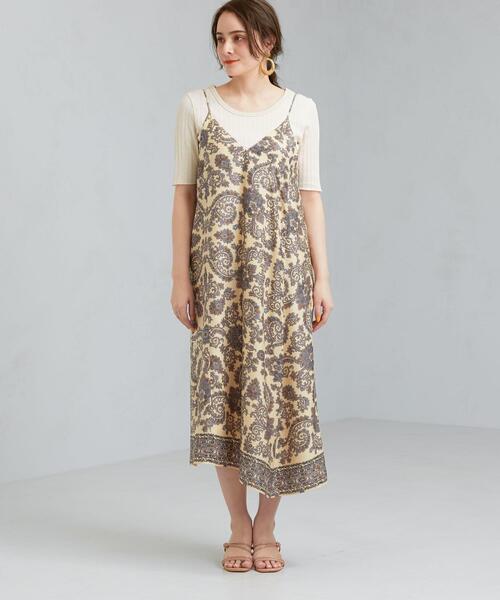 green label relaxing(グリーンレーベルリラクシング)の「FM スカーフプリント キャミワンピース(ワンピース・レディース・ナチュラル/コバルトブルー・FREE)」の9枚目の写真