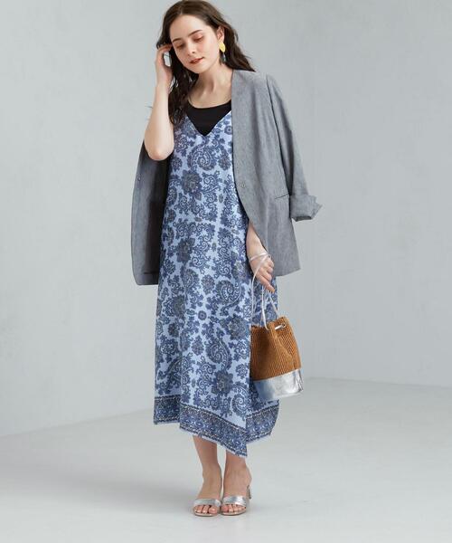 green label relaxing(グリーンレーベルリラクシング)の「FM スカーフプリント キャミワンピース(ワンピース・レディース・ナチュラル/コバルトブルー・FREE)」の14枚目の写真