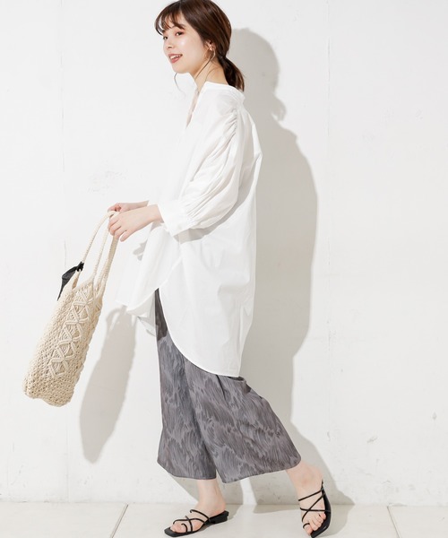 natural couture（ナチュラルクチュール）の「アートフェザー柄ピンタックパンツ（その他パンツ・レディース・ベージュ/グレー/ラベンダー・FREE）」の6枚目の写真