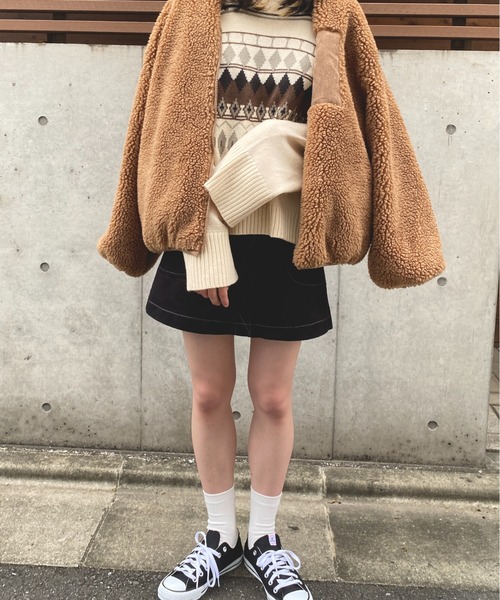 ABITOKYO(アビトーキョー)の「ポケット配色ノーカラーボアアブルゾン(ブルゾン・レディース・ブラウン/アイボリー/キャメル・M)」の20枚目の写真