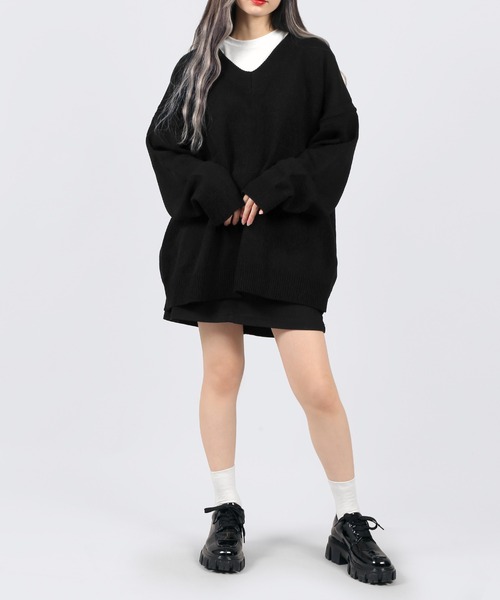 DING（ディング）の「DING/Vネックニット（ニット/セーター・レディース・ブラウン/オフホワイト/ブラック・FREE）」の5枚目の写真