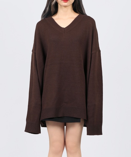 DING（ディング）の「DING/Vネックニット（ニット/セーター・レディース・ブラウン/オフホワイト/ブラック・FREE）」の8枚目の写真