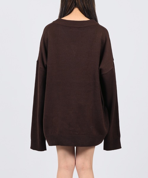 DING（ディング）の「DING/Vネックニット（ニット/セーター・レディース・ブラウン/オフホワイト/ブラック・FREE）」の10枚目の写真