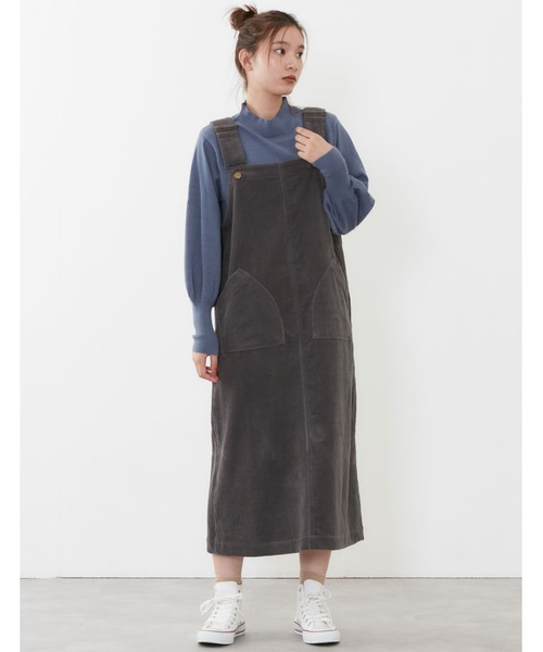 POU DOU DOU(プードゥドゥ)の「コーデュロイジャンパースカート(ワンピース・レディース・アイボリー/ブラウン/ダークグレー・3)」の9枚目の写真