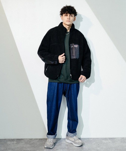 KANGOL(カンゴール)の「KANGOL 別注 オーバーサイズ ボアジャケット(ブルゾン・メンズ・ブラック/ベージュ/ブラウン/オフホワイト/グレー・S/M/L/XL)」の6枚目の写真