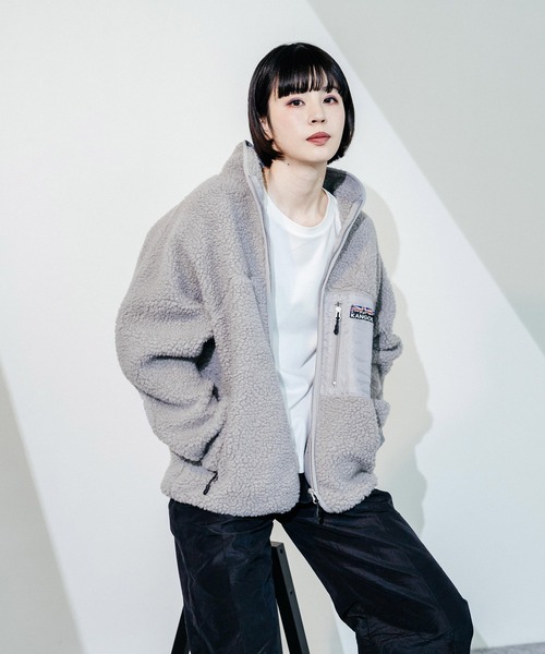 KANGOL(カンゴール)の「KANGOL 別注 オーバーサイズ ボアジャケット(ブルゾン・メンズ・ブラック/ベージュ/ブラウン/オフホワイト/グレー・S/M/L/XL)」の11枚目の写真