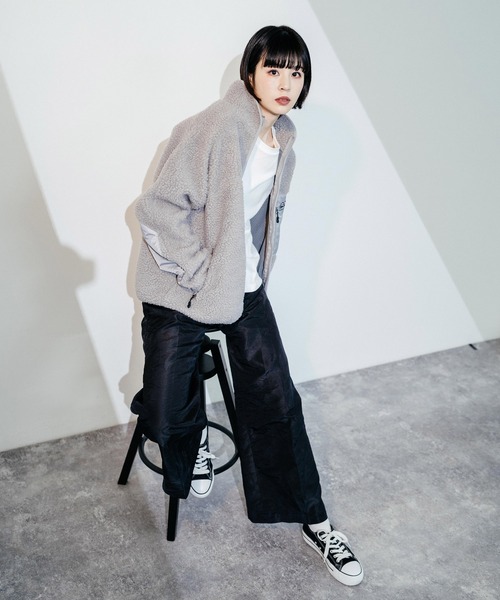 KANGOL(カンゴール)の「KANGOL 別注 オーバーサイズ ボアジャケット(ブルゾン・メンズ・ブラック/ベージュ/ブラウン/オフホワイト/グレー・S/M/L/XL)」の13枚目の写真